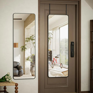 BEAUTYPEAK Hanging Door Mirror 14x48 Black